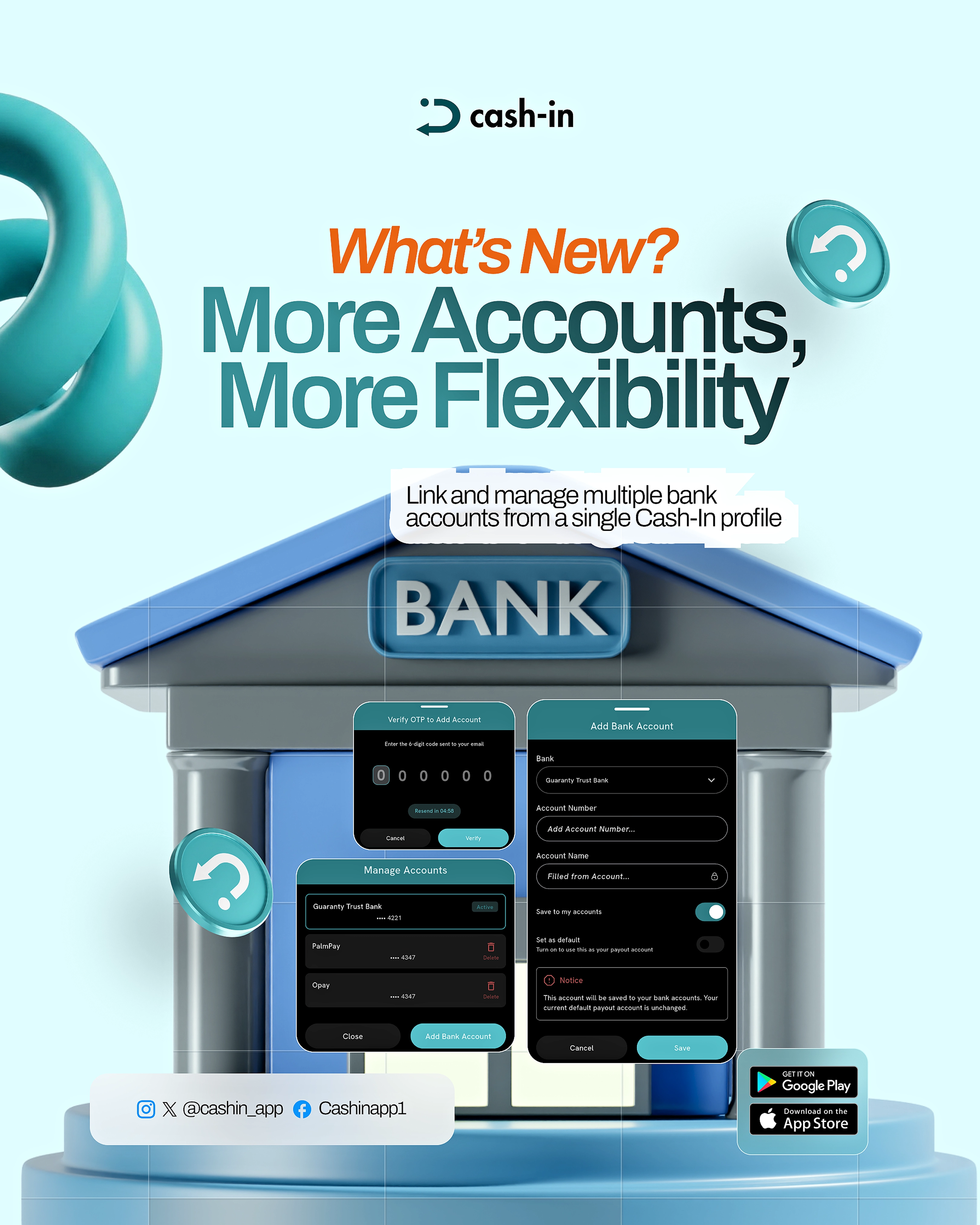 New Feature Now on Cash-in: Multiple Bank Accounts